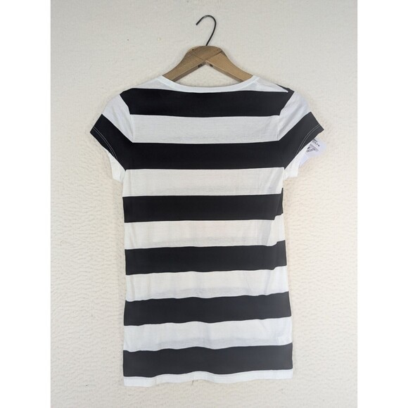 NWT Women's Lacoste Shirt Top Black Stripe Red Logo Spell Out Cotton Size 40 - Picture 8 of 9